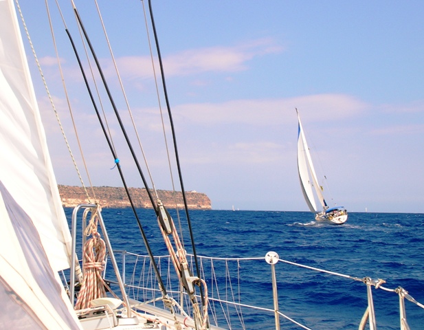 Sailing close-hauled along the coast of Maiorca