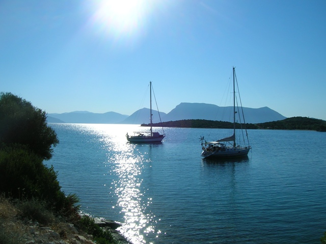 At anchor in Meganisi